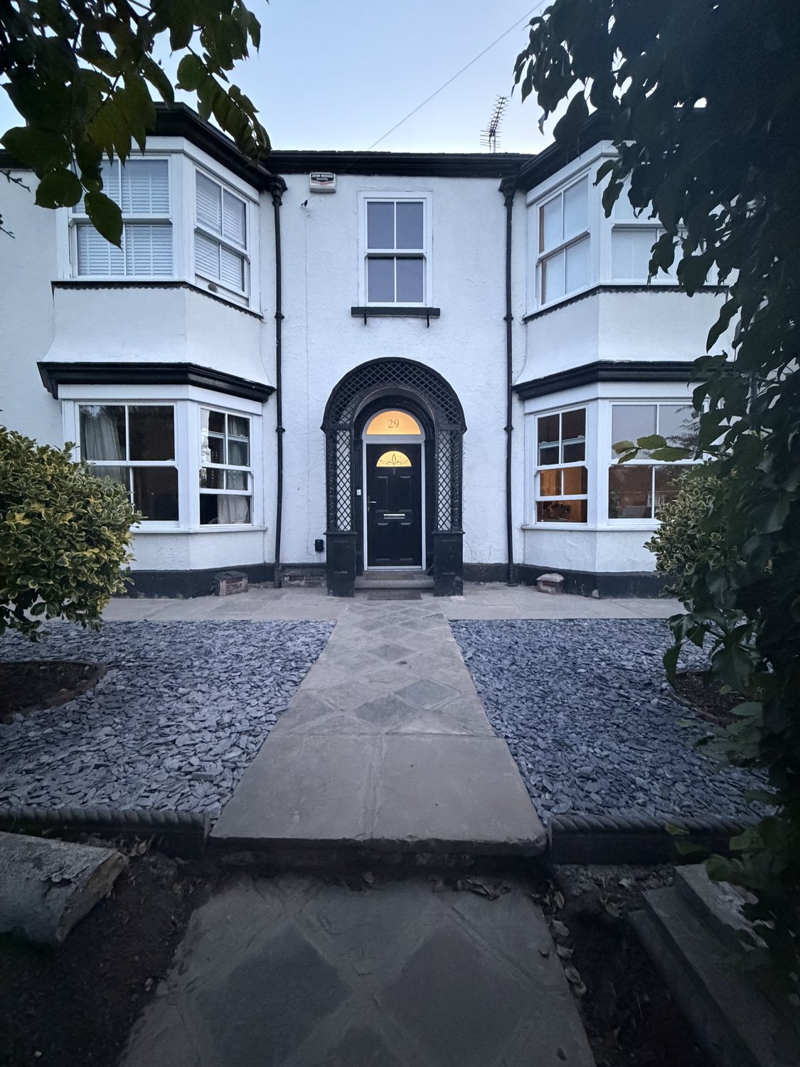 Restored period property exterior with landscaped approach, Bawtry