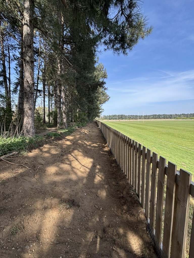 New timber sports fencing along the school playing fields